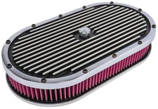 JEGS 500100 Finned Aluminum Air Cleaner Oval 15 in. L x 8 in. W x 3 in. H