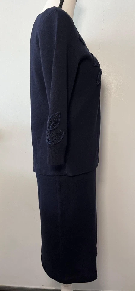 Adrianna Papell Conjunto de 2 Piezas Traje Blazer Vestido Mezcla de Lana Azul Oscuro PS M Foto 3 de 4