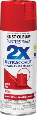249124 Painter'S Touch 2X Ultra Cover Spray Paint, 12 Oz, Gloss Apple Red