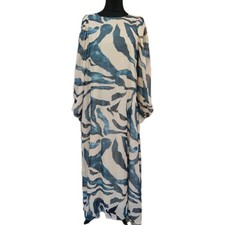 Unbranded Dress size 16 Long Blue Beige Puff Sleeves Chiffon Maxi Summer Garden