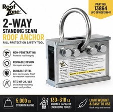 Roof Zone 13864 2-Way Standing Seam Roof Anchor Fall Protection Safety Clamp