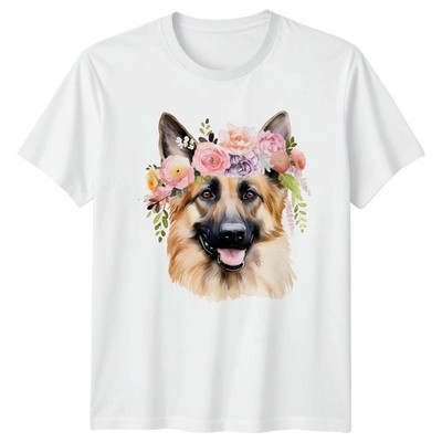 Deutscher Schäferhund Blumenkrone Damen T-Shirt Hundeliebhaber Haustier Geschenk
