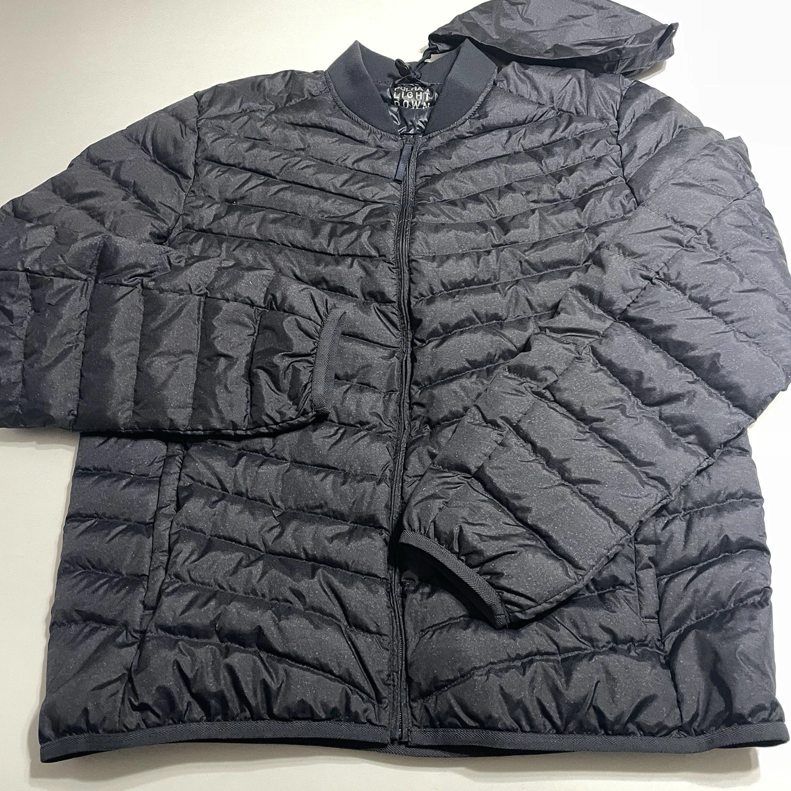 POLHAM Goose Down Korean Sz 105 Jacket Navy Full Zip Packable W/Case US Large