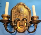 Pair Very Large Antique Sterling Bronze Co 2-Arm Wall Sconces Rewired! — photo 3