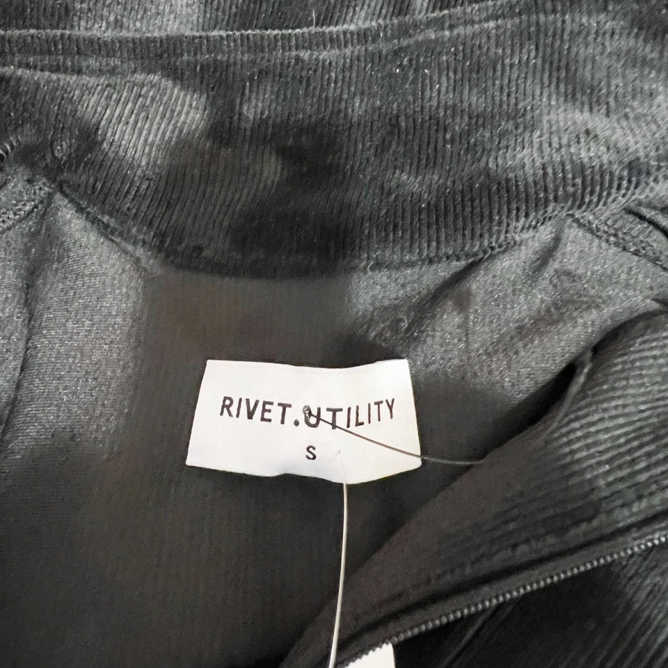 NUEVO Mono Jersey Remache Utilitario Manga Corta Tejido Pana Terciopelo Terciopelo Negro Foto 2 de 3