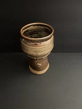 Art Pottery Vase Planter Signed Pottery Vase Glazed Pottery Spiral Designs