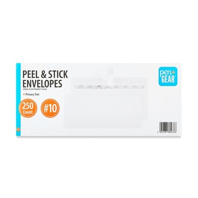 #10 Privacy Tint Peel & Stick Envelopes, White, 4.13'' X 9.5'', 250 Coun