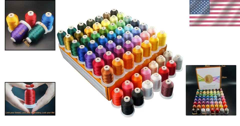 64 Spools 1000M Polyester Embroidery Thread Kit - Image 2 of 4