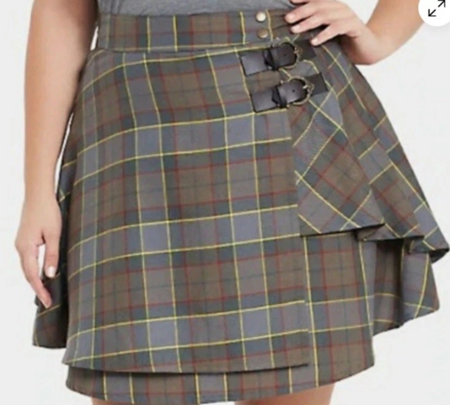 Torrid Outlander Skirt 30 5X 6X Fraser Tartan Plaid Plus Scottish Celtic Gray