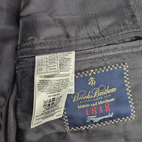 Brooks Brothers Makers 1818 Fitzgerald Blazer Mens 40R Jacket Saxxon Sport Coat - Picture 2 of 11