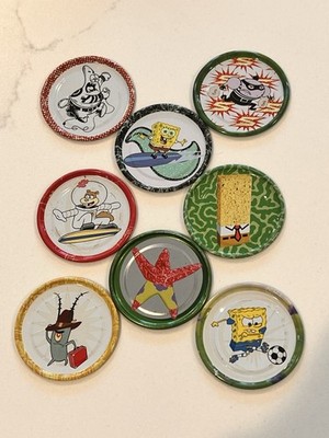 Rare Lot 8 Metal Tazos SpongeBob Mexico Sabritas Sponge Bob Patrick Plankton Pog