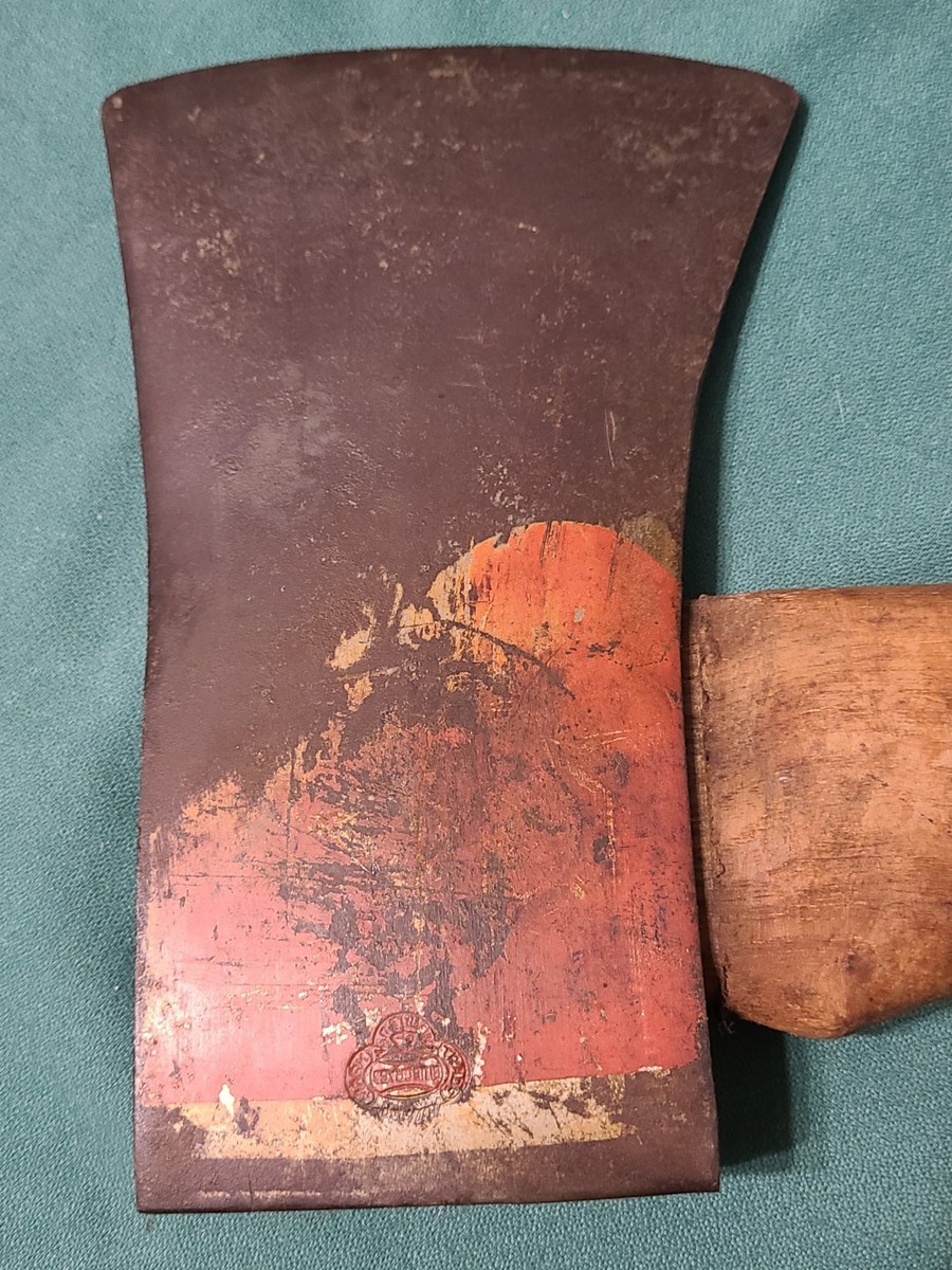 Vintage Embossed Belknap Blue Grass Single Bit Ax Axe w/ Original