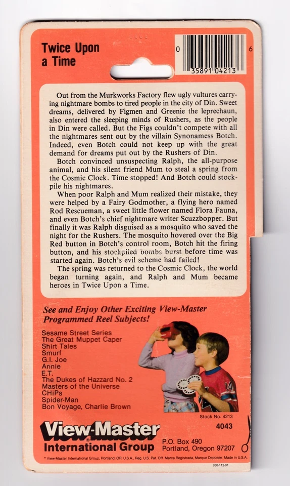 TWICE UPON A TIME 1983 FILM 3d View-Master 3 Reel Packet IN PACKAGE Opened - Image 2 of 2