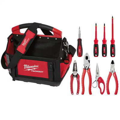 15 In. PACKOUT Tote & Electrician Hand Tool Set (9-Piece)