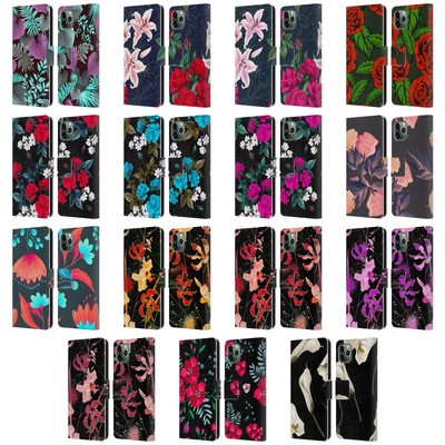HAROULITA WUNDERSCHOENE DUNKLE BLUMEN BRIEFTASCHE HUELLE FÜR APPLE iPHONE HANDYS