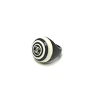CHANEL CC Mark Bicolor Round Fashion Ring (Plastic) Ring Plastic Black x White