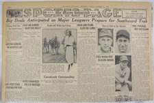 Vintage 1934 Charlie Grimm / Bucky Harris / Mickey Cochrane Baseball Newspaper