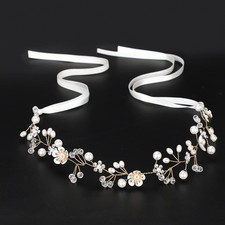 Flower Girl Headpiece, Wedding Headband for Women Crystal Pearl Hair Accessories