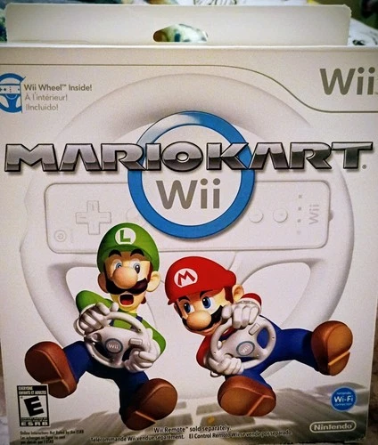 Nintendo Wii Mario Kart Game With Steering Wheel