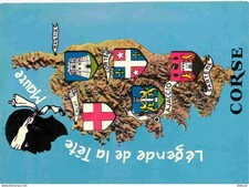 Carte Postale - 20 - Corse - Carte Géographique - Blasons - Tête de Maure - CPM