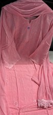 Pink Lucknowi Chikankari Three Piece Suit Indian Ethnic Wear Size 44 M Women