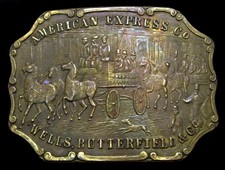 MI20194 VINTAGE AMERICAN EXPRESS/WELLS, BUTTERFIELD SOLID BRASS FANTASY BUCKLE