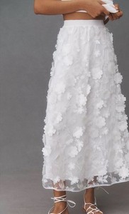 mixed media sheer skirt dress bhldn Formal dress with sheer skirt and bustier bodice