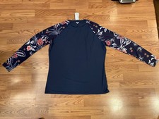 Roxy Women's Long Sleeve Navy Rashguard   UPF 50 Sun Protection - L