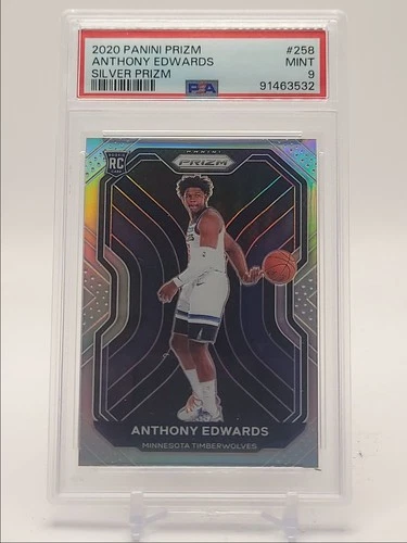 ANTHONY EDWARDS 2020-21 PANINI PRIZM ROOKIE BASKETBALL SILVER RC PSA 9 Q5292