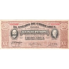 [#336758] State of Chihuahua, 20 Pesos, 1914-02-10, AU