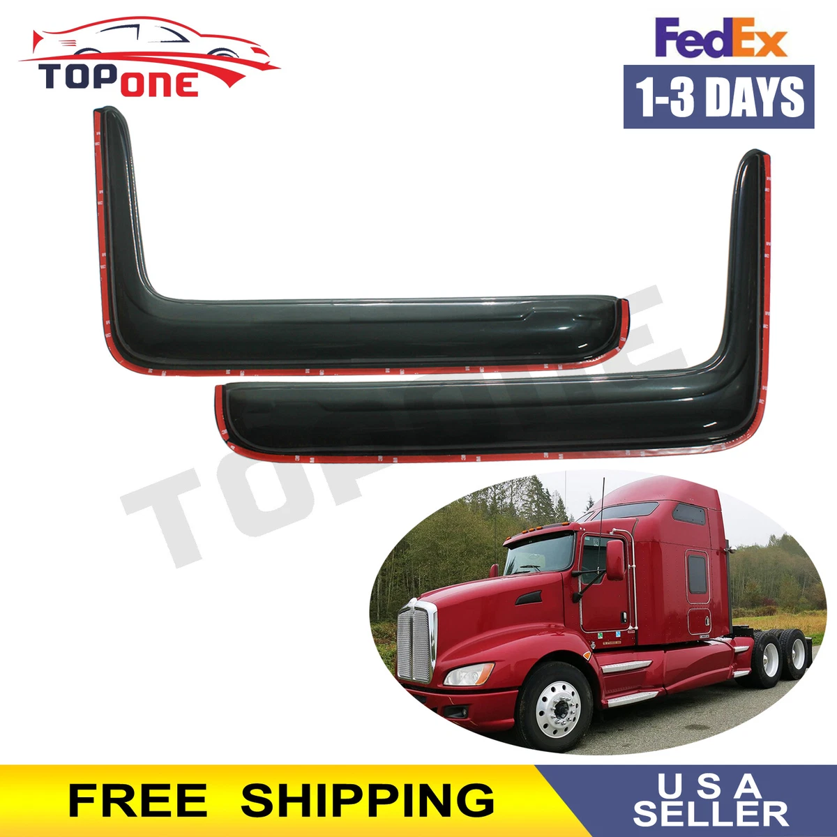 2 x Side Window Deflector Vent Fit 84 08 Kenworth W900L T800 T803