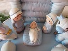 Vintage 1985 Nativity Set 10 pc Blue & Gold Porcelain Kimple Mold Christmas Deco — photo 9