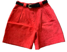 Forenza Red Leather Shorts Fits 28 waist tag Sz 14 Red Hi-rise Vintage 1980 s