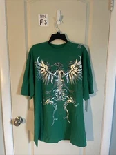 Allied Green Silver Bird Graphic Print Tee Shirt men’s size 2XL