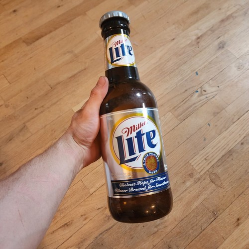 64 oz Miller Lite Plastic Bottle, 14 1/4" Tall Vintage
