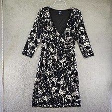 Chaps Dress Womens Large 3/4 Sleeve Rauched Stretchy