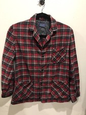 Vintage Pendleton 100 Virgin Wool Red Plaid Long Sleeve Jacket Mens Medium