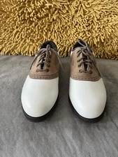 FootJoy SoftJoys Junior Brown White Leather Golf Cleats Size 6