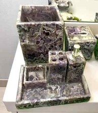 "Amethyst 7-Piece Bathroom Vanity Set Luxury Crystal Stone Bath Set Decor"