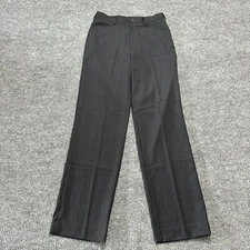 Contigo Mens Dress Pants Size 28x32 Black Striped Flat Front Casual Mid Rise