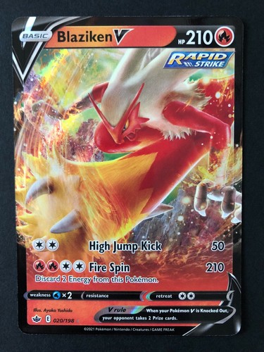 BLAZIKEN V RAPID STRIKE ULTRA RARE FULL ART 020 198 CHILLING REIGN 