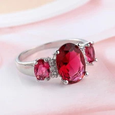 Holiday Gift Novel Rose Fire Topaz White Crystal Gems Silver Woman Ring Sz 6-10