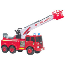 Ride On Car Action Fire Engine Toy With Helmet For Kids Lights Sounds 35KG Max