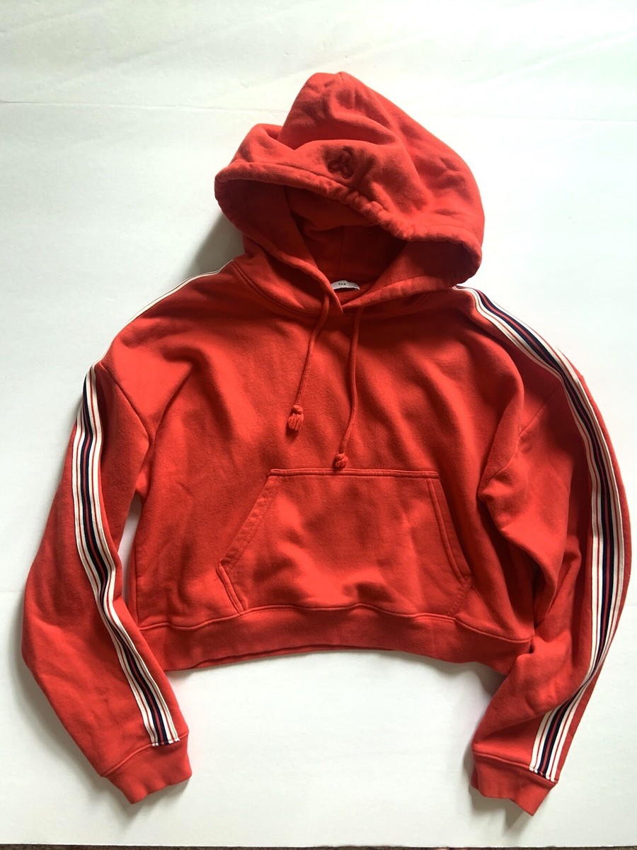 TNA Aritzia Iconic Hoodie Red Small Blue White Striped Cropped
