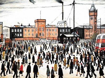 L.S Lowry - Going to Work 1943 Vintage Repro Kunstdruck 8 x 6 Pro Archival matt