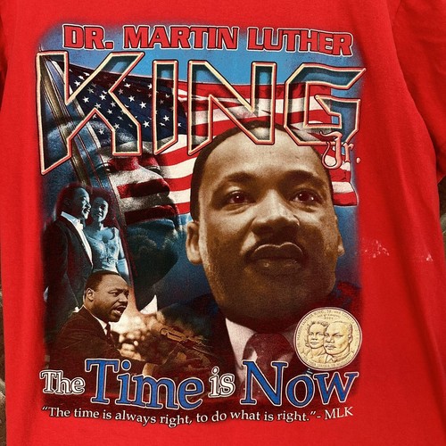Martin Luther King T Shirt MLK The Time Is Now Graphic Mens Medium Red READ - Picture 3 of 9