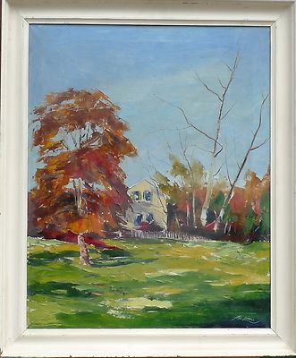 Impressionist Axel Lind *1907 Sunny Day Summer Landscape with Estate