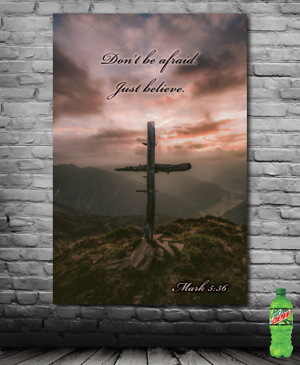 Mark 5:36 Jesus God Poster Banner 24x36 Yeshua Church Christ