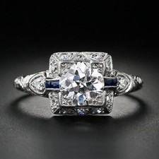 1.52Ct White Round CZ Antique Engagement Ring In Solid 925 Sterling Silver