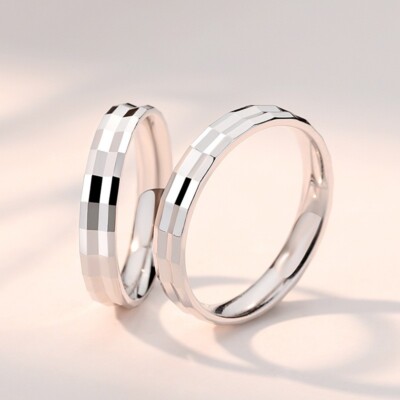 Eleganter 925 Silber Ring mit Facettiertem Design 47-65 Damen Herren Partnerring